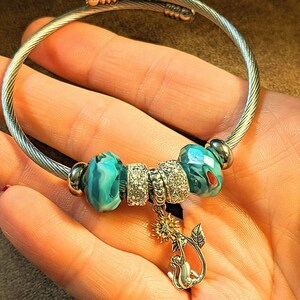 Playful Kitty Euro Cuff Wrap Bracelet, Silver - - LadybugfeetDesigns -