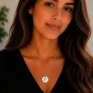 Gold Cross on Silver Two-Tone Necklace, 20 inches - Gold - - LadybugfeetDesigns -