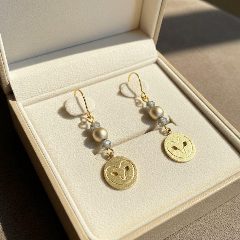Owl Beaded Hook Earrings, Gold - - LadybugfeetDesigns -