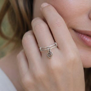 Heart Swirl Expandable Charm Ring