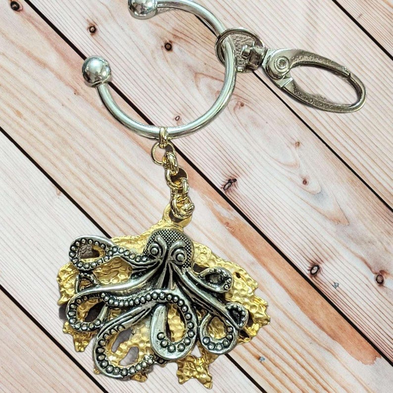 Octopus Key Chain, Purse Clip - - LadybugfeetDesigns -