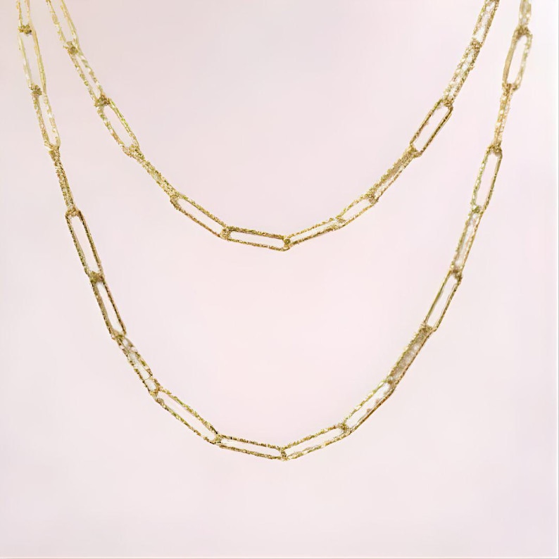 Diamond Cut Paperclip Chain necklace, Gold - 18- 24 inch - - LadybugfeetDesigns -