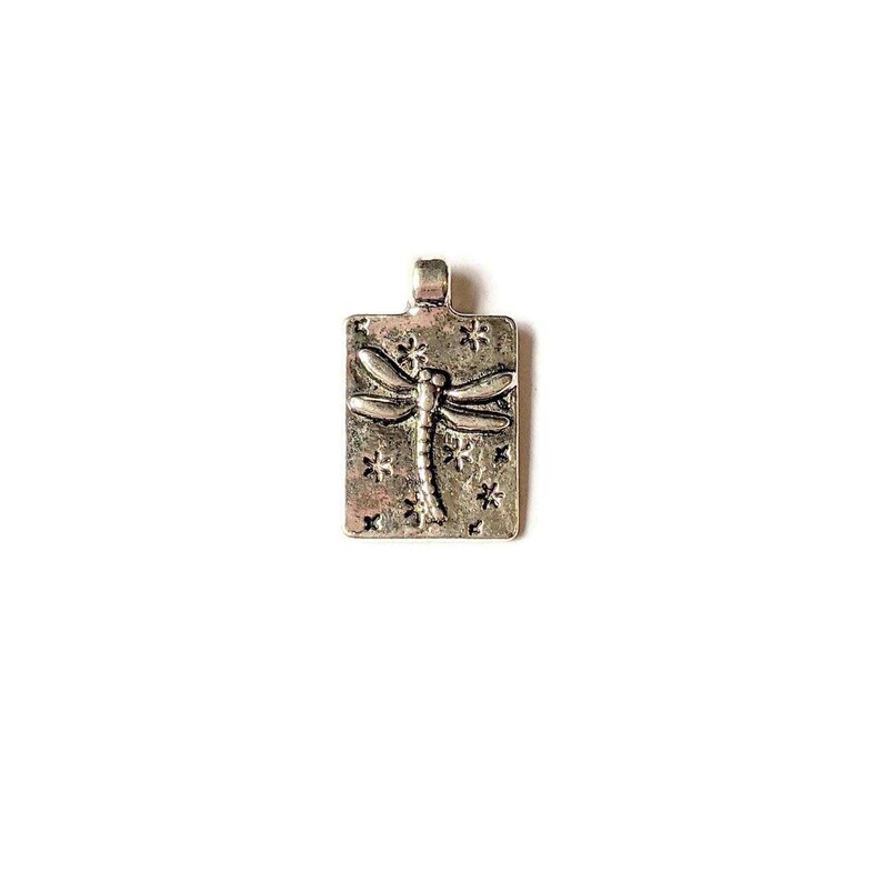 Silver Dragonfly-Fly Tag Charm - - LadybugfeetDesigns -