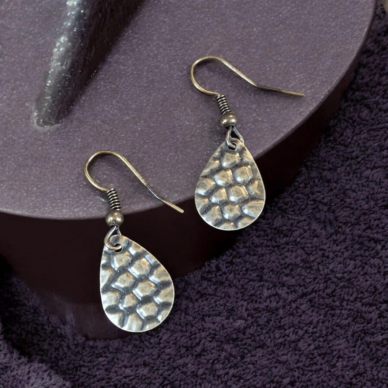 Antique Bronze Crocodile Tears Earrings - - LadybugfeetDesigns -