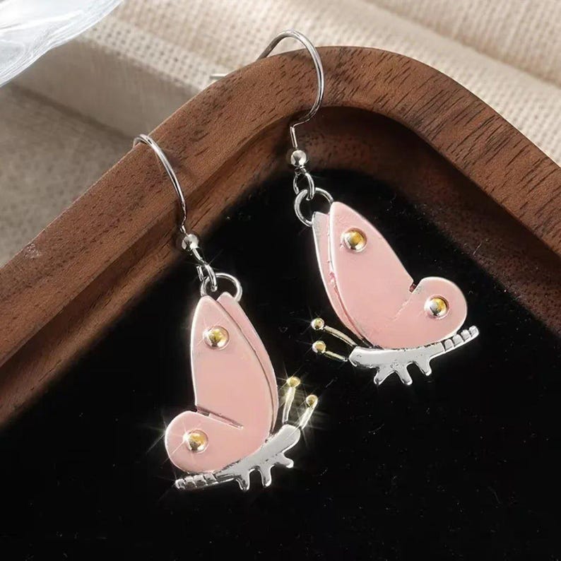 Rustic Butterfly Hook Earrings - - LadybugfeetDesigns -