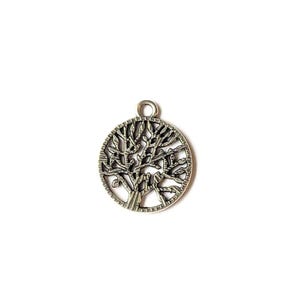 Silver Tree of Life Disc Charm V - - LadybugfeetDesigns -