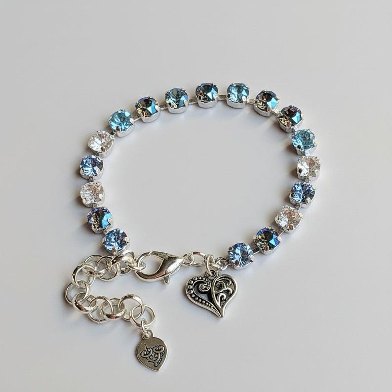Fancy Filigree Heart Faceted Crystal Bracelet - - LadybugfeetDesigns -