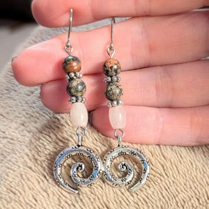 Opal, Jasper Swirl Earrings - - LadybugfeetDesigns -