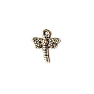 Silver Mini Dragonfly Charm V - - LadybugfeetDesigns -