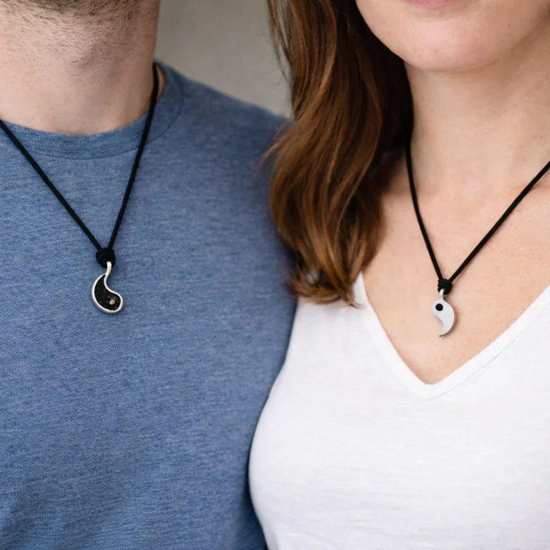 Adjustable YIN and YANG Double Necklace Set - - LadybugfeetDesigns -