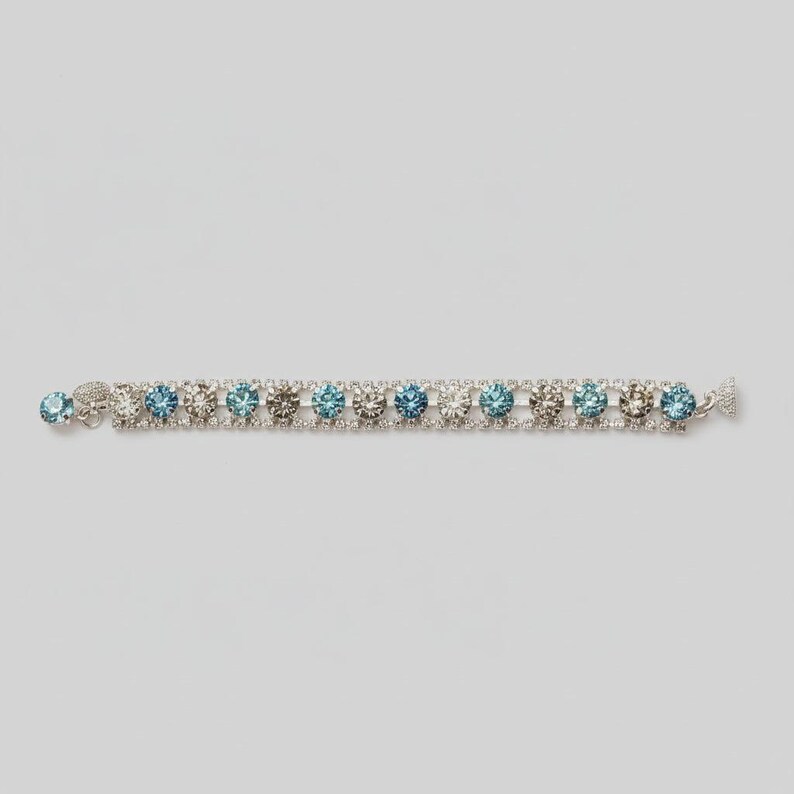 Blue Multi Faceted Crystal Rhinestone Bracelet-Bridal Jewelry-Child Size - - LadybugfeetDesigns -