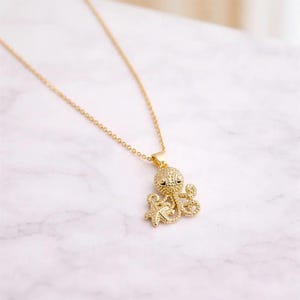 CZ Octopus necklace, Gold - 20 inch - - LadybugfeetDesigns -