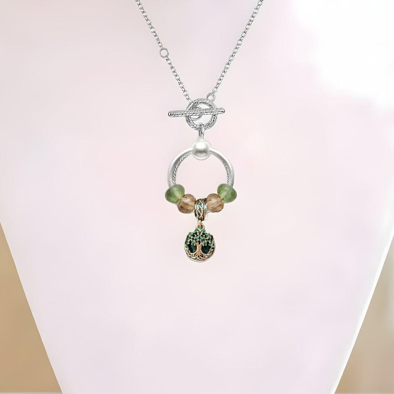 Tree of Life - Life Force Sterling Silver Toggle Charm Necklace, 20 inches - - LadybugfeetDesigns -