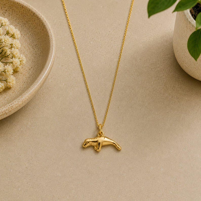 Manatee Necklace, Gold - 20 inches - - LadybugfeetDesigns -