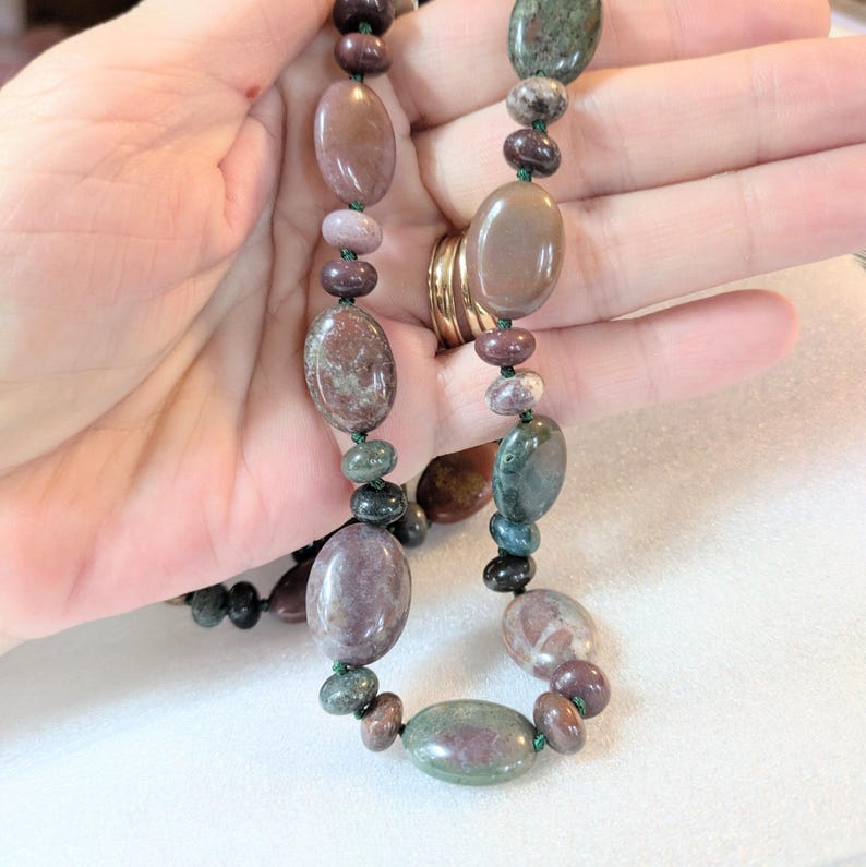 Indian Agate Semi-Precious Gemstone Necklace - 20-36 inches - - LadybugfeetDesigns -