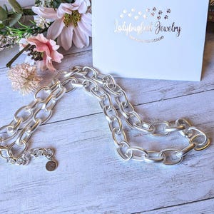 Electroplated Oval Link Necklace, Matte Silver - 18.5 inch - - LadybugfeetDesigns -