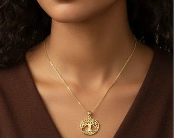 Tree of Life necklace, Gold- 20 inch