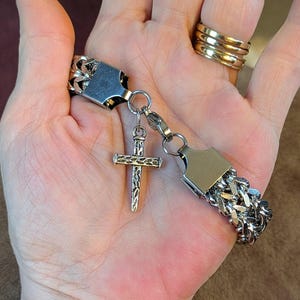 Men's Stainless Steel Cross bracelet II - - LadybugfeetDesigns -