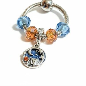 Sleeping Under the Stars Sterling Silver Toggle Charm Necklace, 20 inches - - LadybugfeetDesigns -