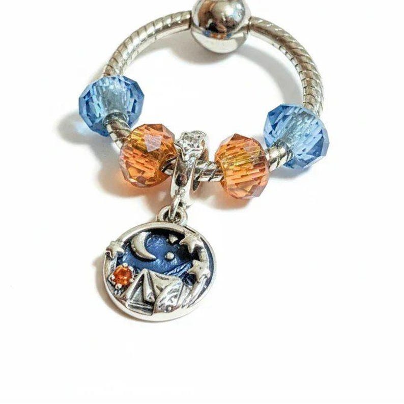 Sleeping Under the Stars Sterling Silver Toggle Charm Necklace, 20 inches - - LadybugfeetDesigns -