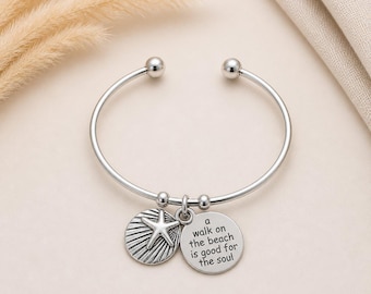 A Walk on the Beach Euro Bangle Cuff, Silver