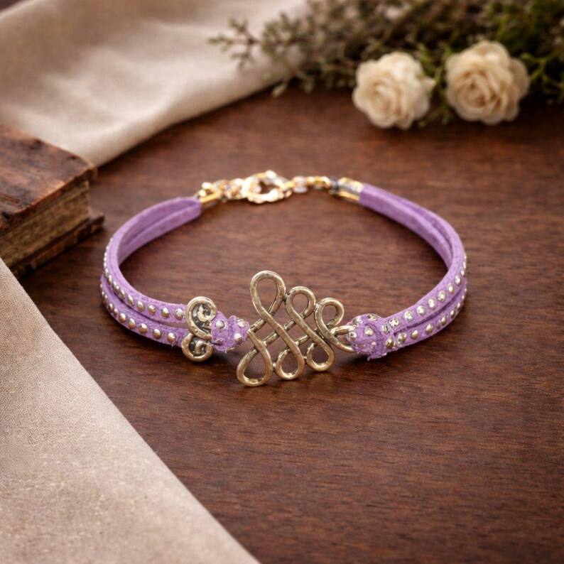 Unalome/Triple Infinity Beaded Suede Bracelet - - LadybugfeetDesigns -