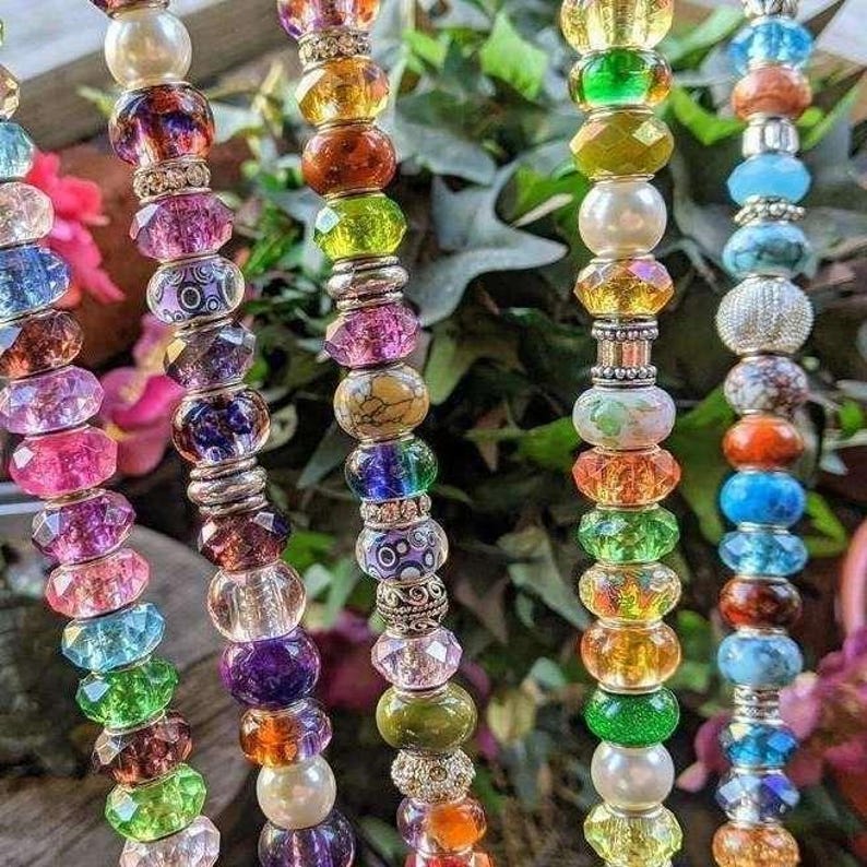 Garden Jewels/ Beaded Crystal Garden stakes/ 12" or 24" Garden Stake/ Suncatcher - - LadybugfeetDesigns -