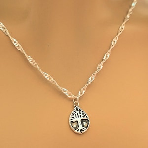 Tree of Life Drop Necklace, Silver - 20 inch - - LadybugfeetDesigns -