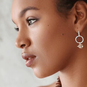 Sterling Double Hoop Tropical Fish Earrings, 3 in 1 Hoops - - LadybugfeetDesigns -