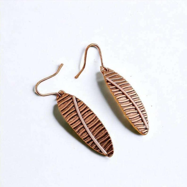 Boho Leaf Copper Dangle Earrings
