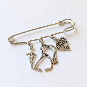 EMT - Emergency Medical Technician Safety Pin Brooch, Purse Charm - - LadybugfeetDesigns -