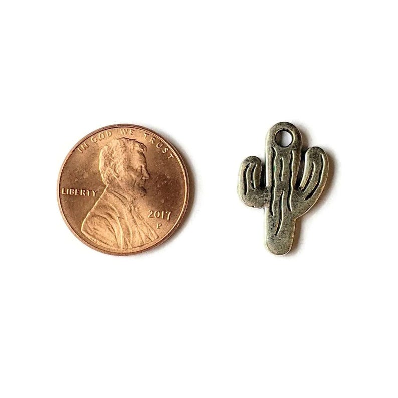 Silver Cactus Charm - - LadybugfeetDesigns -
