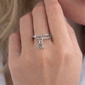 Moon Star Expandable Charm Ring