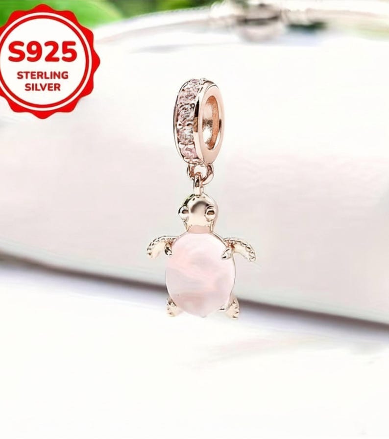 Pink Turtle Necklace, 20 Inches - Rose Gold - - LadybugfeetDesigns -
