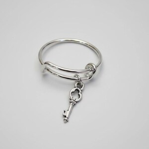 Key to my Heart Expandable Charm Ring - - LadybugfeetDesigns -