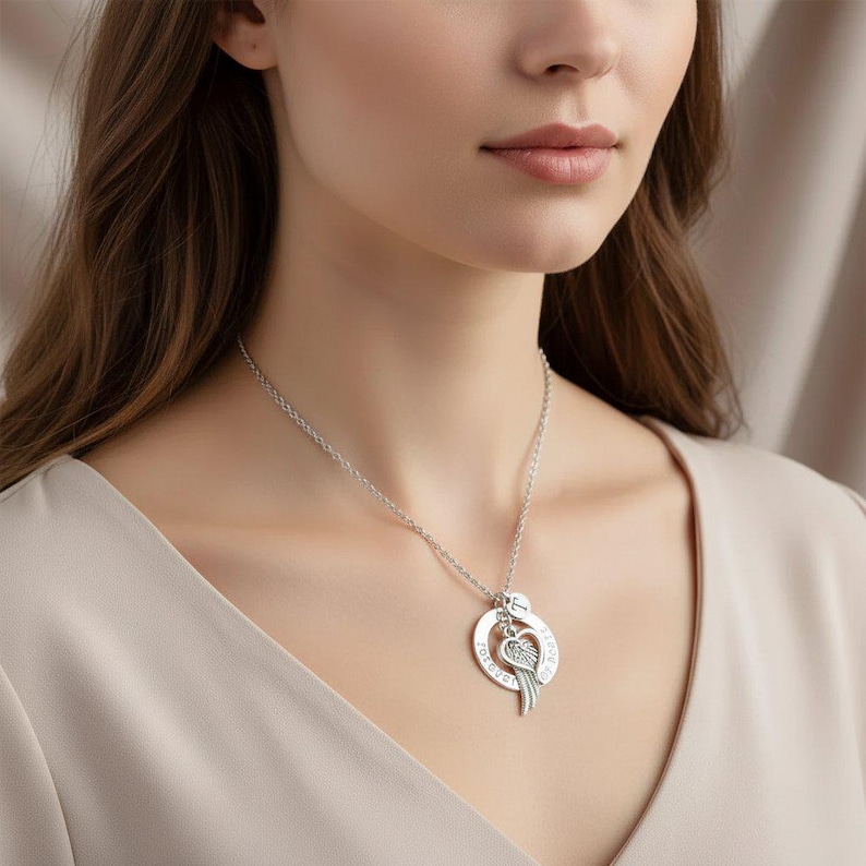 Forever in My Heart Initial Memory necklace, Silver - 20 inch Unisex - - LadybugfeetDesigns -