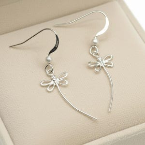 Flight of the Dragonfly dangle earrings - Sterling Silver - - LadybugfeetDesigns -