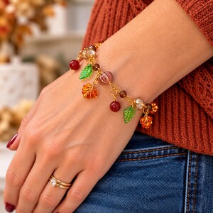 Autumn Glow Crystal Bead Bracelet, Gold - - LadybugfeetDesigns -