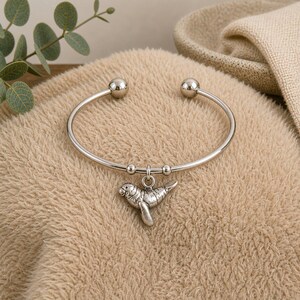 Manatee Euro Bangle Cuff, Silver - - LadybugfeetDesigns -