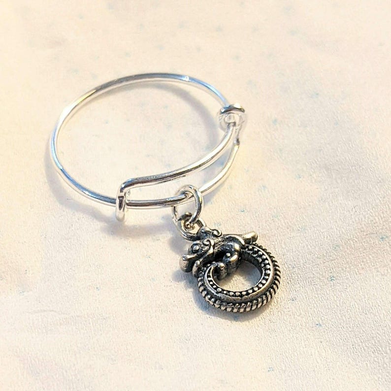 Sterling Silver Dragon Charm Ring - - LadybugfeetDesigns -