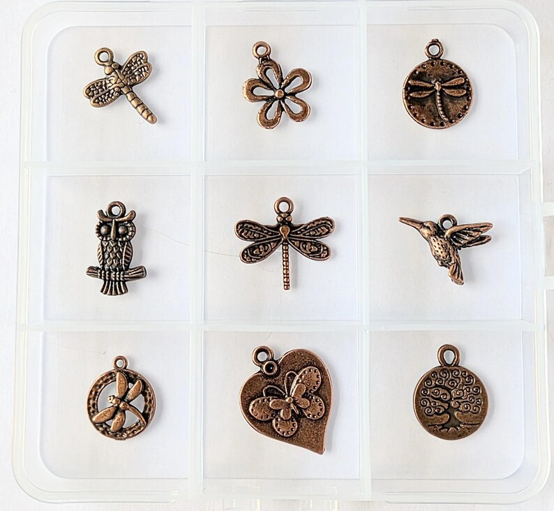 Boho Nature Charm Box - 9 pc., Rose-Gold/Copper - - LadybugfeetDesigns -