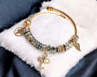 Easy Wrap Memorial Cuff Bracelet, Gold