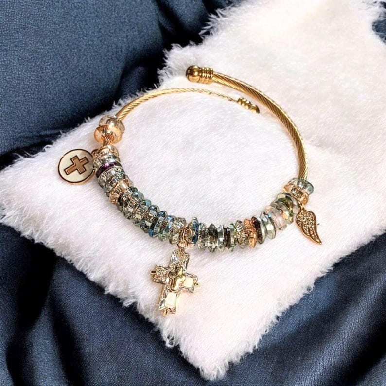Easy Wrap Memorial Cuff Bracelet, Gold - - LadybugfeetDesigns -