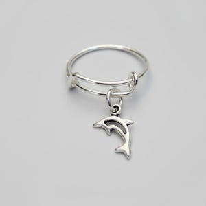 Tiny Dolphin Expandable Charm Ring,Gift for her - - LadybugfeetDesigns -