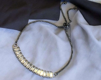 Baguette Tennis Bracelet, Black Bolo Bracelet