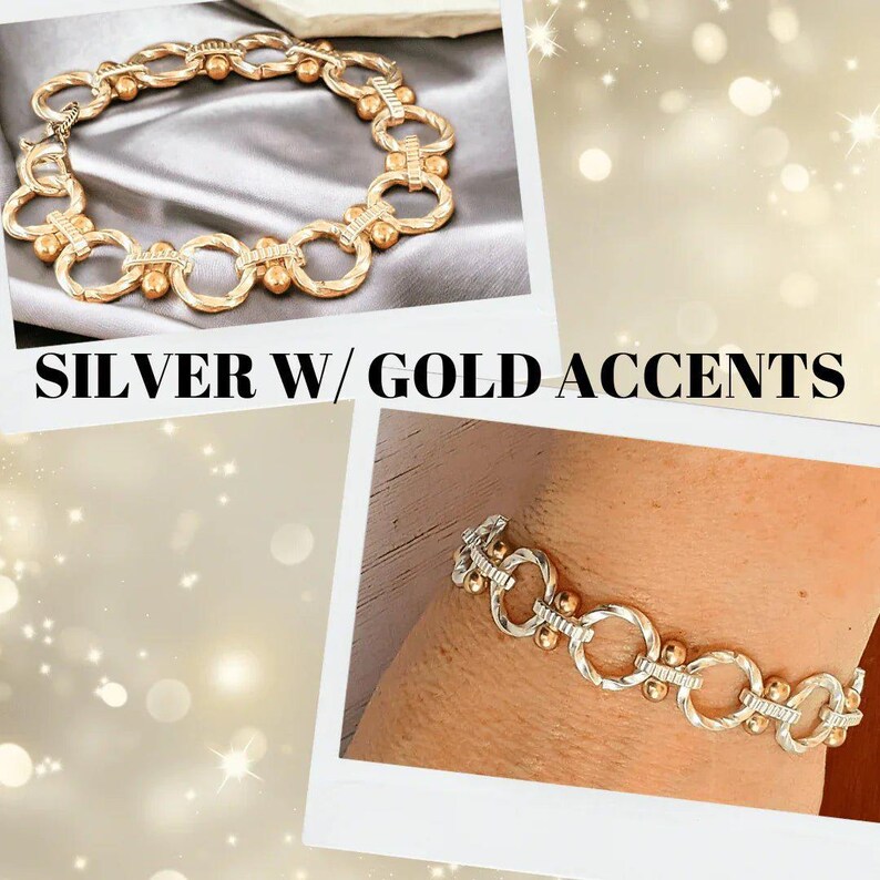 Chunky Two-Tone Chain Bracelet - - LadybugfeetDesigns -