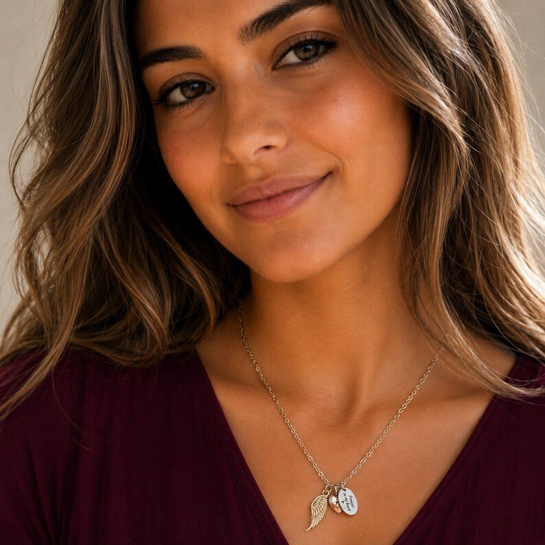 Forever in my Heart Memory necklace, Silver - 20 inch - - LadybugfeetDesigns -