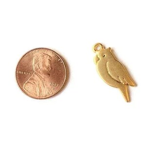 14K Matte Parrot Charm Pendant - - LadybugfeetDesigns -