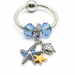 Sea Life Sterling Silver Toggle Charm Necklace, 20 inches - - LadybugfeetDesigns -