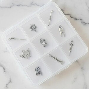 Dental Hygienist Charm Box - 9 pc., Silver - - LadybugfeetDesigns -